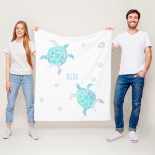 Schildpadkinderen onder de zee waterverf pastel fleece deken