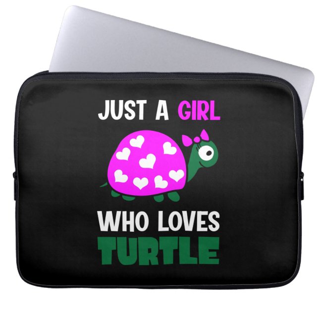 Schildpadliefhebber | Een Meisje Dat Van Schildpad Laptop Sleeve (Voorkant)