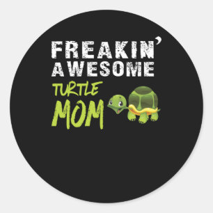 schildpadliefhebber Freakin 'A Wesome Turlte Mom Ronde Sticker