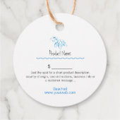 Schildpadlogo strandthema blauwe tekst Prijskaartj Bedankjes Labels (Achterkant)