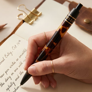 Schildpadpatroon met gouden bandaccent en aangepas zwarte inkt pen