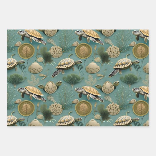 Schildpadpatroon nr. 6 inpakpapier vel (Voorkant)