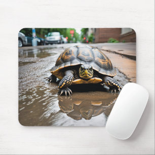 Schildpadreflectie in plas muismat