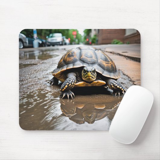 Schildpadreflectie in plas muismat (Met muis)