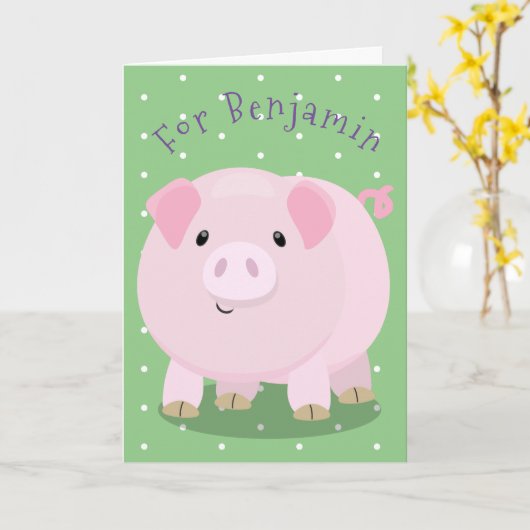 Schildpadroze varkensstaarten cartoon kaart (Gele Bloem)