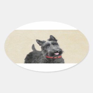 Schildpadschilders - Kute Original Dog Art Ovale Sticker