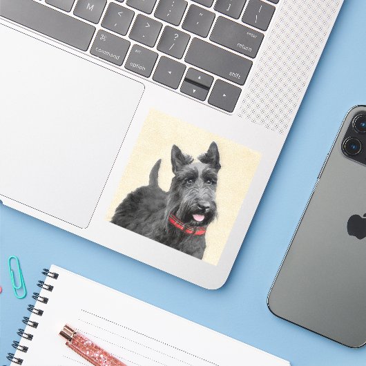 Schildpadschilders - Kute Original Dog Art Sticker (Laptop met iPhone)