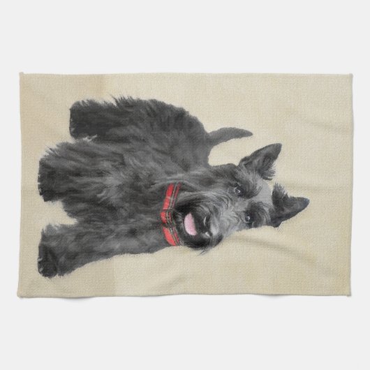 Schildpadschilders - Kute Original Dog Art Theedoek (Horizontaal)