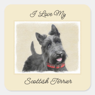 Schildpadschilders - Kute Original Dog Art Vierkante Sticker