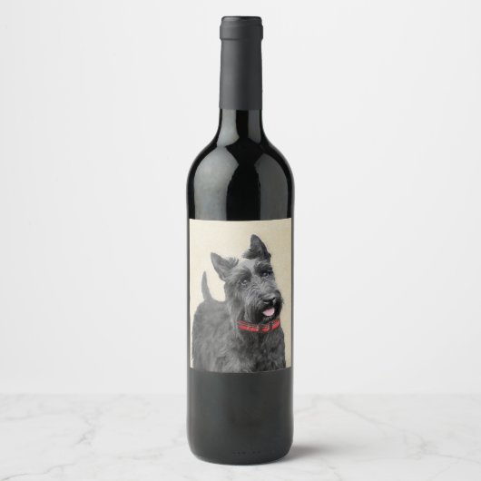 Schildpadschilders - Kute Original Dog Art Wijn Etiket (Voorkant)