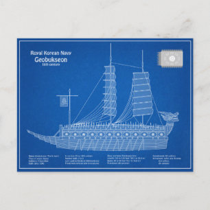 Schildpadschip Geobukseon - Schip Blauwdruk ABD Briefkaart
