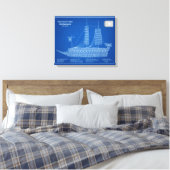 Schildpadschip Geobukseon - Schip Blauwdruk ABD Canvas Afdruk (Insitu (Slaapkamer))