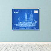 Schildpadschip Geobukseon - Schip Blauwdruk ABD Canvas Afdruk (Insitu (Houten vloer))