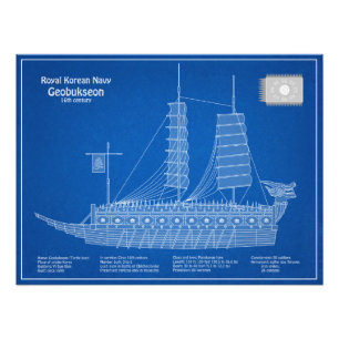 Schildpadschip Geobukseon - Schip Blauwdruk ABD Foto Afdruk