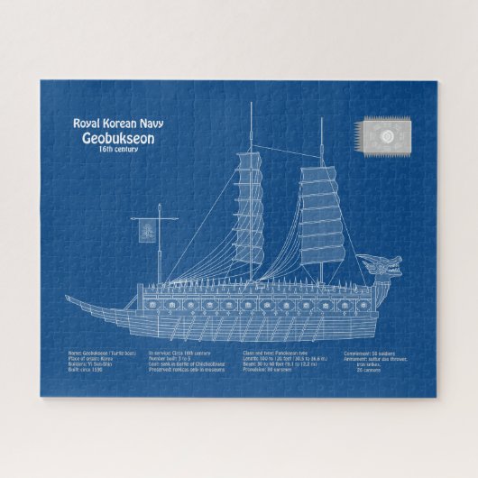 Schildpadschip Geobukseon - Schip Blauwdruk ABD Legpuzzel (Horizontaal)