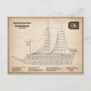 Schildpadschip Geobukseon - Schip Blauwdruk SD Briefkaart