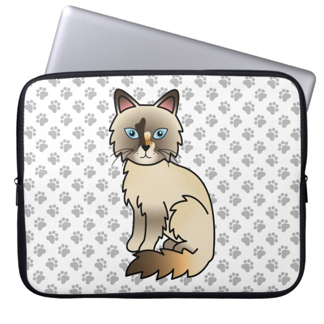 Schildpadtabby Birmaanse kat / Ragdoll Mooie Kat & Laptop Sleeve (Voorkant)