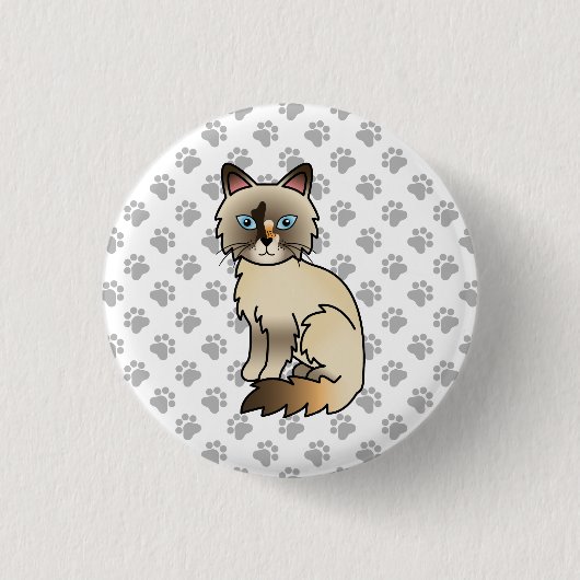 Schildpadtabby Birmaanse kat / Ragdoll Mooie Kat & Ronde Button 3,2 Cm (Voorkant)