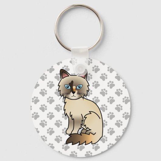 Schildpadtabby Birmaanse kat / Ragdoll Mooie Kat & Sleutelhanger (Voorkant)