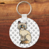 Schildpadtabby Birmaanse kat / Ragdoll Mooie Kat & Sleutelhanger (Voorkant)