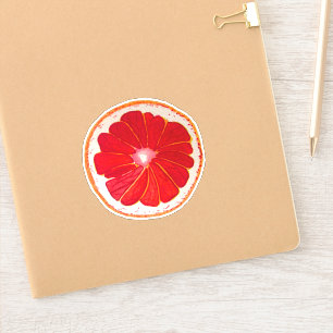 Schildpige handbeschilderde roze pompelmoes pop sticker