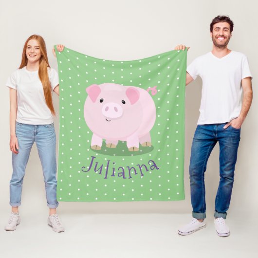 Schildroze cartoon fleece deken (In situ)