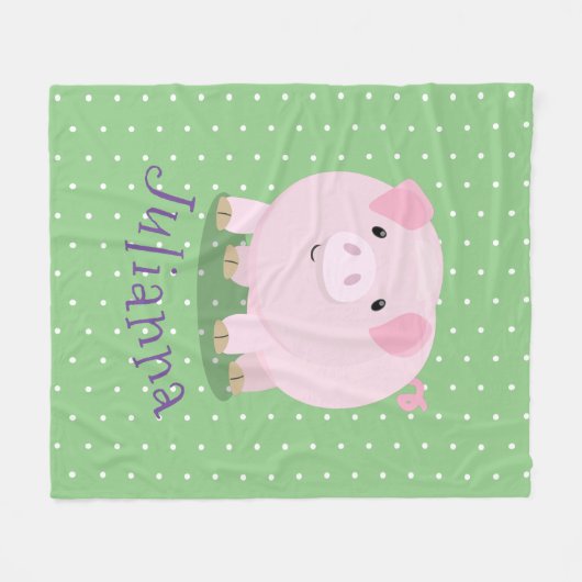 Schildroze cartoon fleece deken (Voorkant (Horizontaal))