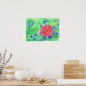 Schildroze Gerbera Daisy Waterverf Art Poster (Keuken)