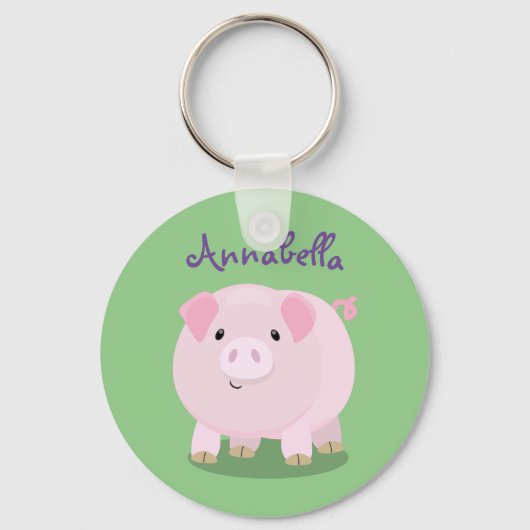 Schildroze miniatuur cartoon afbeelding sleutelhanger (Voorkant)