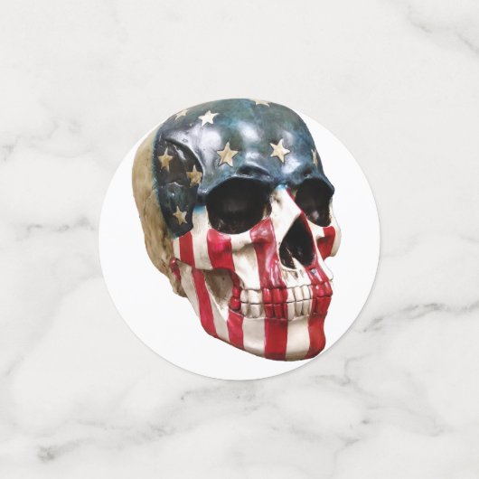 Schildschedel op tafel confetti (Kleine voorkant)