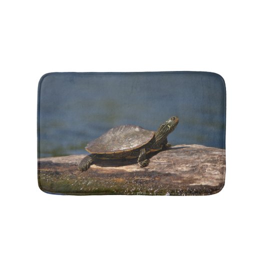 Schildschildpad op een logboek badmat (Voorkant)