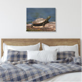 Schildschildpad op een logboek canvas afdruk (Insitu (Slaapkamer))