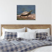 Schildschildpad op een logboek canvas afdruk (Insitu (Slaapkamer))