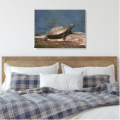 Schildschildpad op een logboek canvas afdruk (Insitu (Slaapkamer))