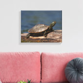 Schildschildpad op een logboek canvas afdruk (Insitu (Woonkamer))