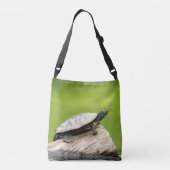 Schildschildpad op een logboek crossbody tas (Achterkant)