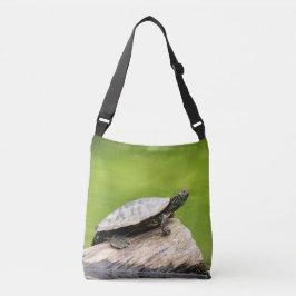 Schildschildpad op een logboek crossbody tas