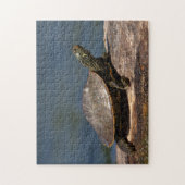 Schildschildpad op een logboek legpuzzel (Verticaal)