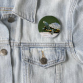 Schildschildpad op een logboek ronde button 5,7 cm (In situ)