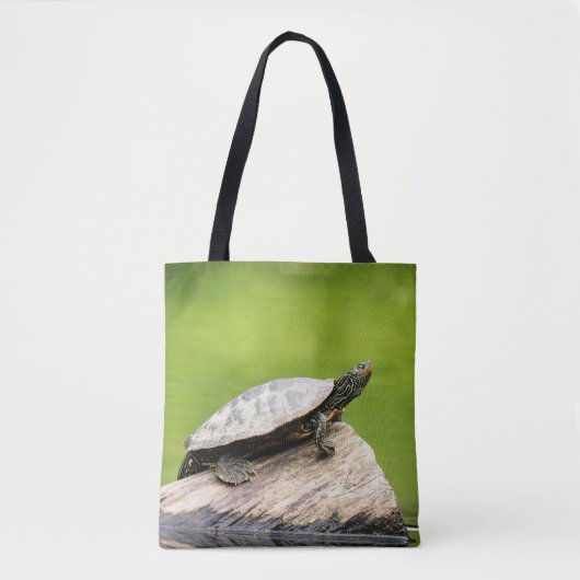 Schildschildpad op een logboek tote bag (Voorkant)