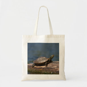 Schildschildpad op een logboek tote bag