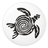 Schildschildpad zwart-wit Silhouette Keramische Knop (Voorkant)
