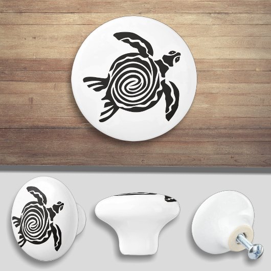 Schildschildpad zwart-wit Silhouette Keramische Knop