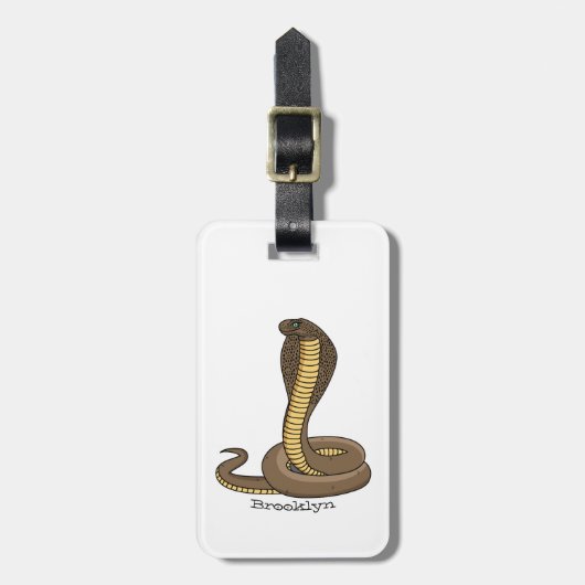 Schildslang met bruine cobra bagagelabel (Voorkant verticaal)