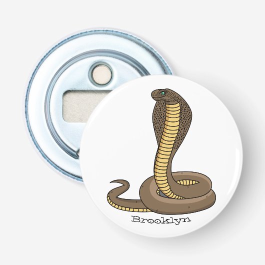 Schildslang met bruine cobra button flesopener (Voorkant)