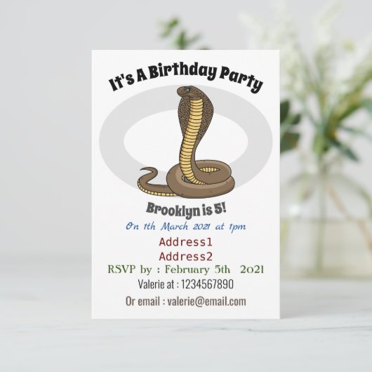 Schildslang met bruine cobra kaart (Staand voorkant)