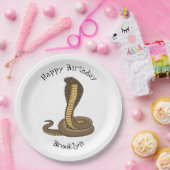 Schildslang met bruine cobra papieren bordje (Feest)