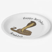 Schildslang met bruine cobra papieren bordje (Gekanteld)