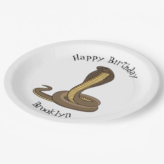 Schildslang met bruine cobra papieren bordje (Gekanteld)