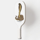 Schildslang met bruine cobra pickleball paddle (Links)